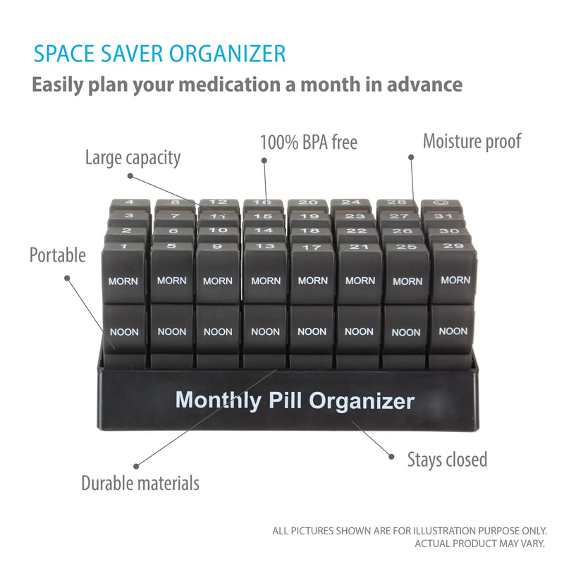 Deke Home - Monthly Pill Organizer 3 Times a Day, 30 Day Pill Box with AM PM Compartments, Large Monthly Medicine Organizer for Vitamins, Supplements & Medication, Travel-Friendly Pill Case, BPA Free