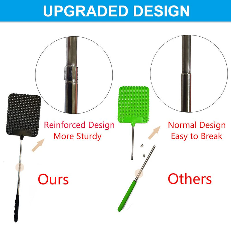 [Australia] - 2PCS Telescopic Fly Swatter, Manual Heavy Duty Plastic Flyswatter, Upgraded Sturdy Fly Swatter with Extendable Stainless Steel Pole 