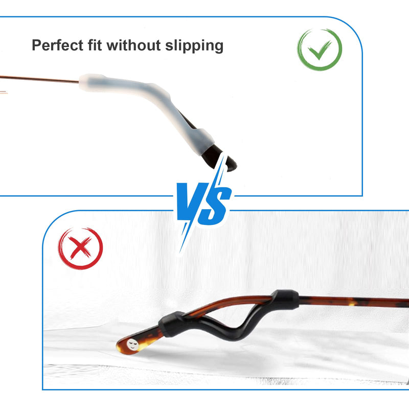 [Australia] - TIESOME 10 pairs of silicone non-slip covers, glasses end tips, glasses ear tips, covers, non-slip, non-slip glasses, glasses temples, glasses silicone covers, end caps for glasses, white 