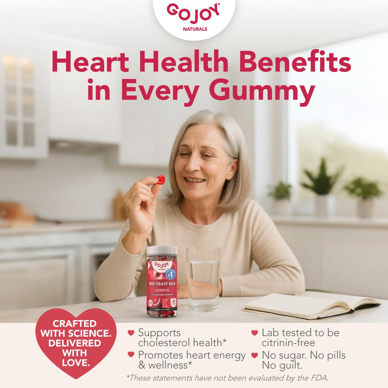 [Australia] - Sugar-Free Red Yeast Rice with CoQ10 Gummies - Cholesterol Supplements with Red Rice Yeast 1000 mg. - Cholesterol Gummies Complex - Vegan, Non-GMO, Gluten-Free & Citrinin-Free Supplement 