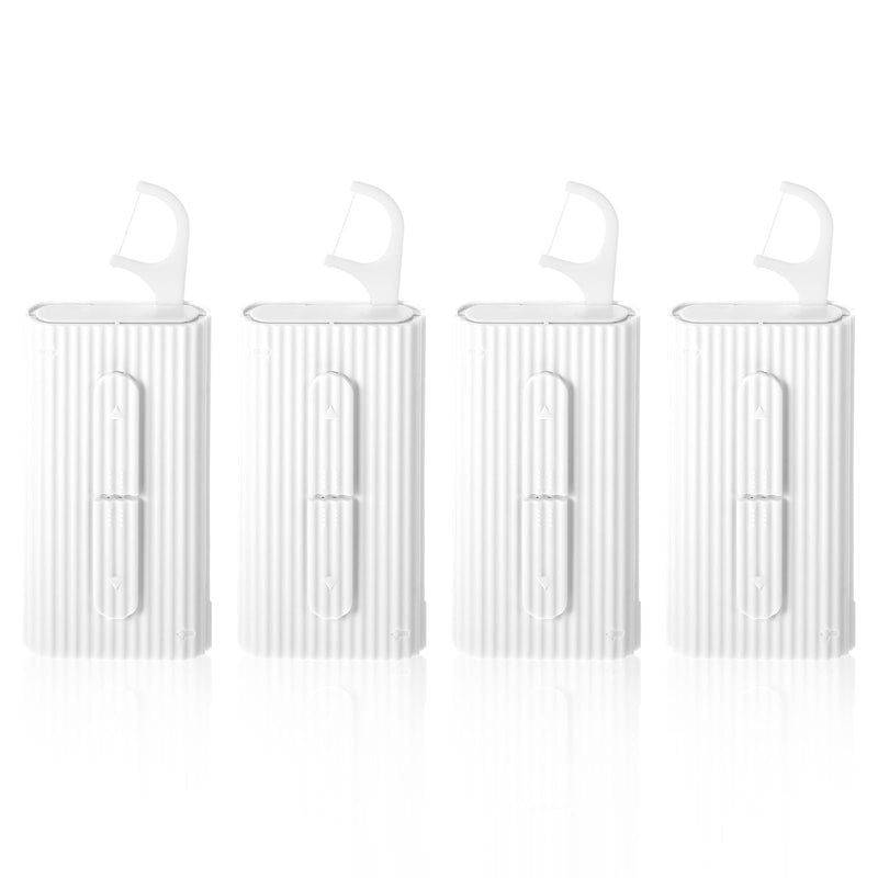 [Australia] - WLLHYF Portable Dental Floss Case Automatic Dental Floss Pick Organizer Case Travel Flosser Dispenser Storage Case Refillable Holder Boxes with 10 Dental Floss Picks (One Size, White) White 1.00m (Pack of 4) 