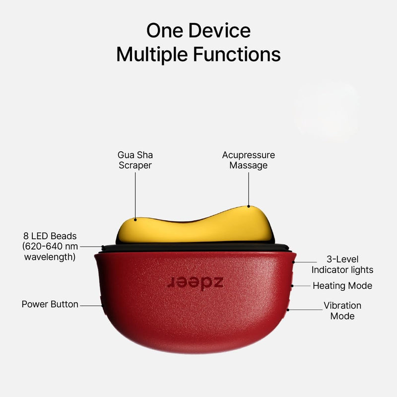 Electric Gua Sha Facial Tool, Heated Brass Face & Neck Massager with LED Red Light Therapy & Soothing Vibration, Smart Dual-Mode Design Beauty Skincare Device for Sculpting, Lifting & Relaxation