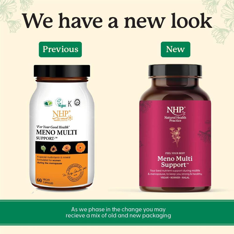 NHP Advanced Meno Multi Support - Multivitamin Formula for Menopause Health, Hormonal Balance, Bone Strength and Overall Well-Being,Gluten - Free, Dairy Free,60 Vegan Capsules 60 count (Pack of 1)
