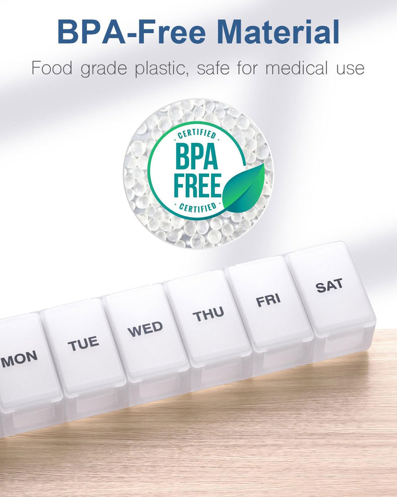 [Australia] - Extra Large Pill Organizer Weekly, KAPENS Daily Pill Case Box Large Capacity Compartments, 7 Day Pill Containers for Medicine Supplements Vitamin Fish Oil White 