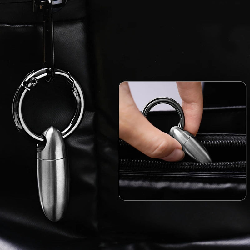 Mini Titanium Pill Holder Keychain, Waterproof EDC Pill Container Organizer for Travel, Pocket, Purse - Silver Bullet-Shaped Metal Medicine Case for Medicine & Vitamins - A 1PC