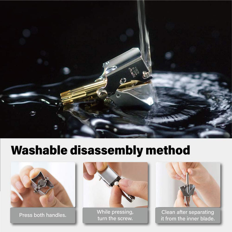 [Australia] - [MADE IN KOREA] ROYAL Gold Nose hair trimmer for men, Golden Birdie, Allergy-free, Manual, Battery-free, Waterproof, Painless with Twelve Dual-Edged blades, Patented Mechanism ET-4PG 