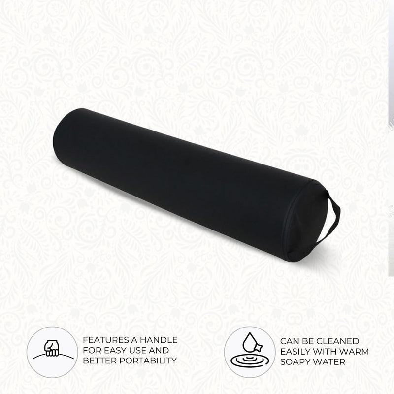 [Australia] - ForPro Professional Collection Full Round Bolster Pillow, Black, Oil and Stain-Resistant, for Massage and Yoga, 6" R x 26" L 6x26 Inch (Pack of 1) Solid 