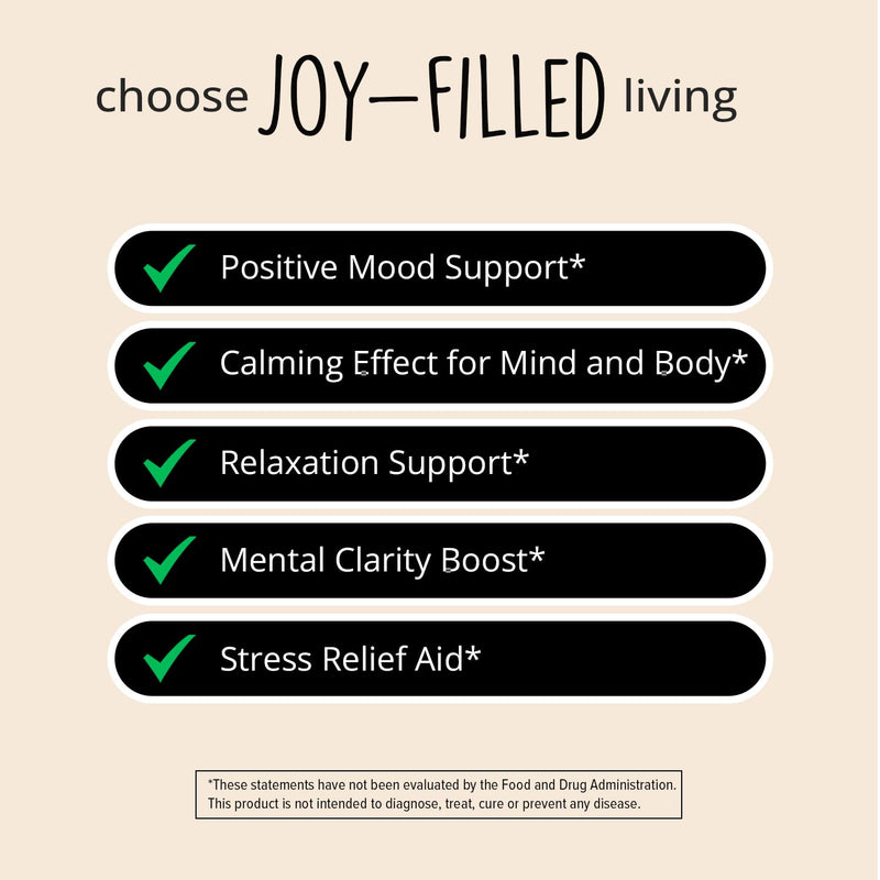 [Australia] - Joy-Filled Mood Support Supplement with St. Johns Wort | Stress Relief Supplement - Helps Calm The Mind & Body | 100% Plant-Based, Ashwagandha, Rhodiola Rosea, Eleuthero | Herbal, 60 ct 60 Count (Pack of 1) 
