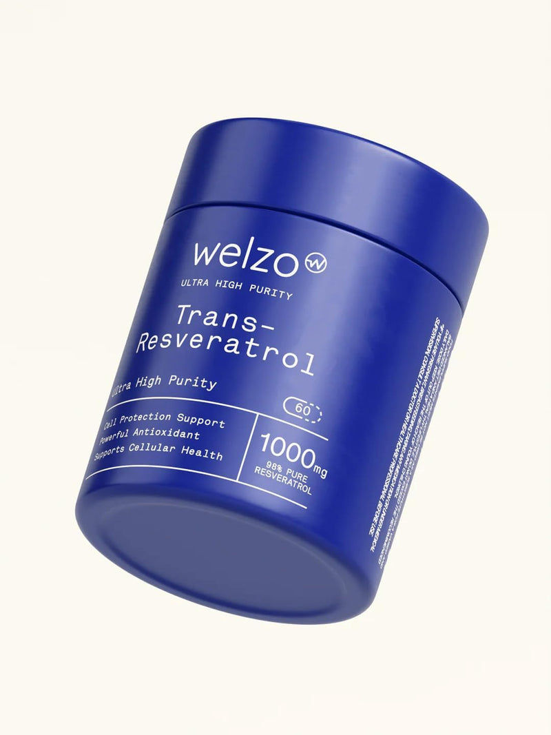 Welzo Trans-Resveratrol 1000mg Per Serving – 60 Vegetarian Capsules | High-Strength Antioxidant for Anti-Ageing, Cellular Purity & Longevity | 98% Standardised Japanese Knotweed | Third-Party Tested