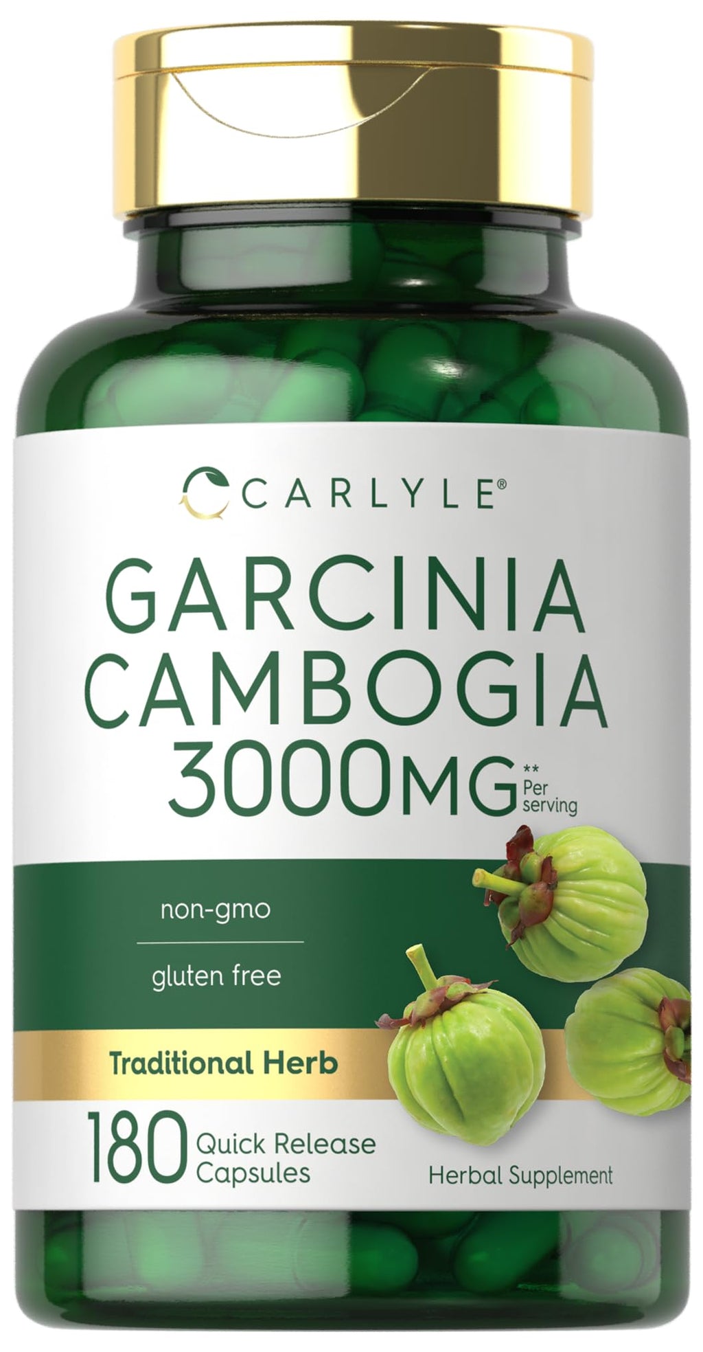 Carlyle Garcinia Cambogia 3000mg | 180 Capsules | Non-GMO, Gluten Free Supplement Extract