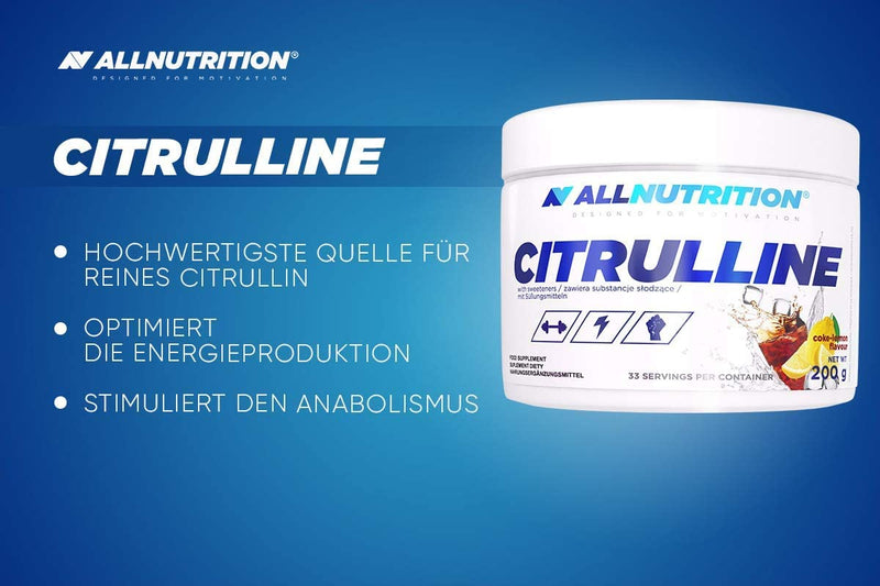 [Australia] - ALLNUTRITION Citrulline | 200g per container | Amino acids L-Citrulline pump strength training body building | Dietary Supplement (Lemon) Lemon 