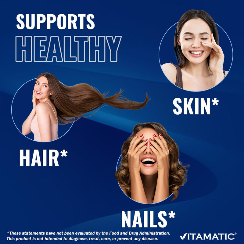 Vitamatic Hydrolyzed Keratin 500mg per Serving - 120 Vegetarian Capsules - Keratin Supplements for Healthy Hair Skin & Nails for Adults (Pack of 2) 120 Count (Pack of 2)