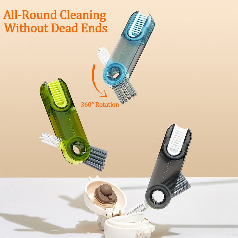 [Australia] - 3 in 1 Tiny Cleaning Brush, 3 Pack Cup Lid Cleaner Brushes Set Mini Multi-Functional Crevice Cleaning Brush for Cleaning Baby Bottles, Narrow Neck Bottle, Sport Water Bottle, Tumbler, Glass Vase 