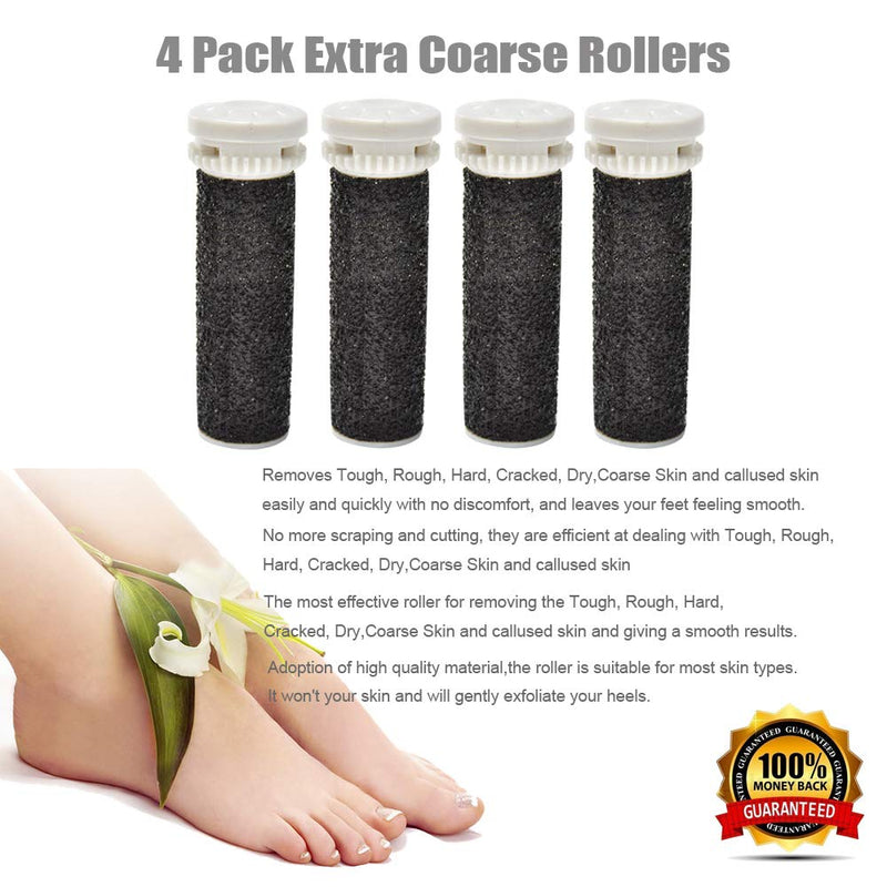 4 Pack Black Replacement Roller Refills Compatible with Scholl Express Pedi Foot Smoother-Extra Coarse 1 Count (Pack of 1)