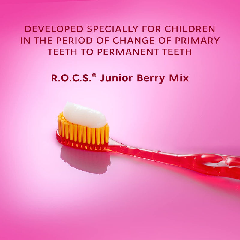 R.O.C.S. Junior Toothpaste - Enamel Whitening Teeth Gum Protection - for Children 6-12 Years Old - Safe to Swallow - Natural, No Fluoride or Sulfate (Berry Mix, Pack of 1) Berry Mix 2.6 Ounce (Pack of 1)