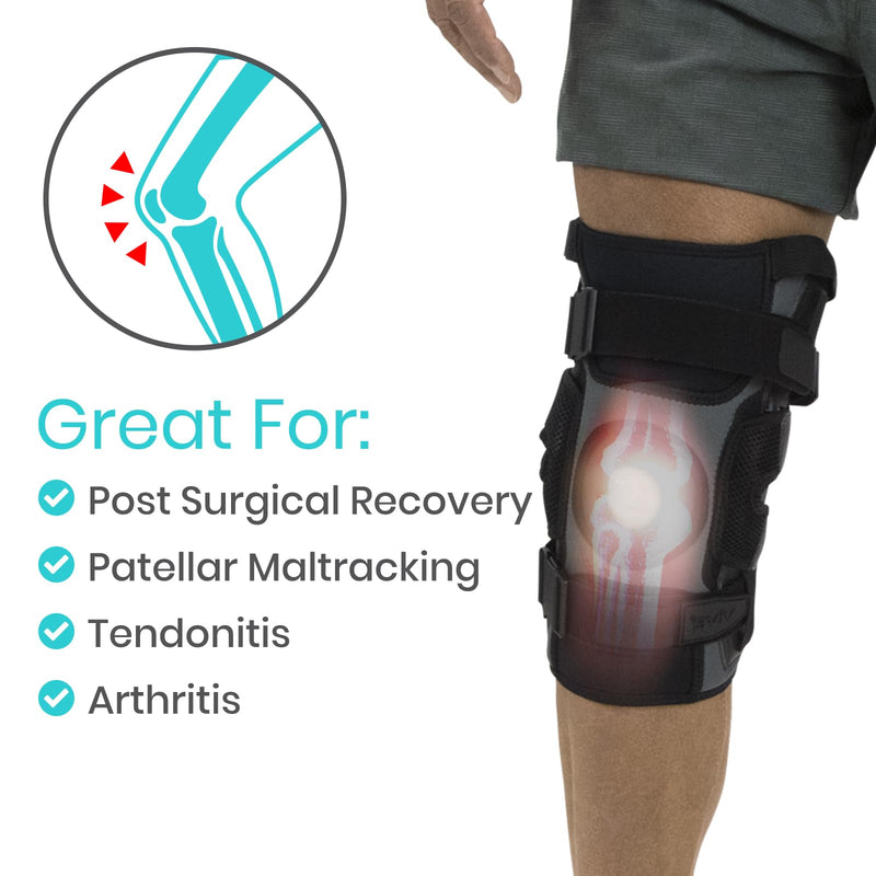 [Australia] - Vive Hinged Knee Brace with Side Stabilizers - Support for Patella & Meniscus Tear Pain for Men & Women - Adjustable Hinges for Hyperextension, MCL, ACL & Sports Injury - Heavy Duty for Stability Medium 