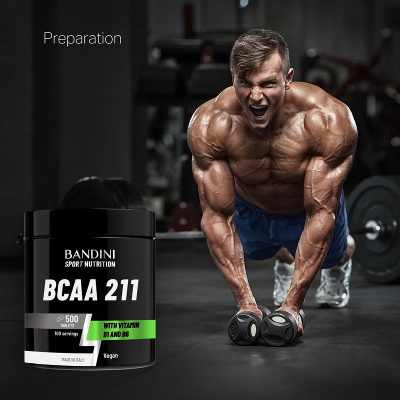 Bandini® BCAA 2:1:1 3000mg per Serving | 500 Vegan Tablets BCAAs (not Capsules or Powder) Pre Workout Branched Chain Amino Acids + Vitamin B6, B1, L-Leucine, L-Isoleucine, L-Valine | BCAA 211 Energy 500 count (Pack of 1)