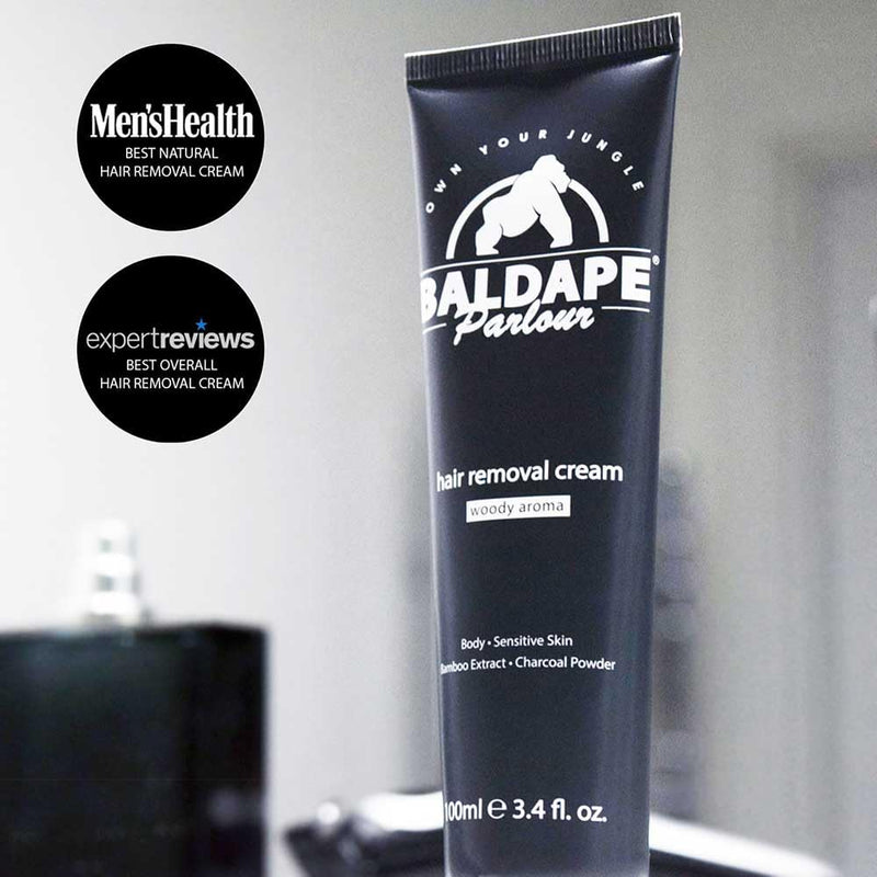 [Australia] - BALDAPE PARLOUR Body & Back Hair Removal Kit with Men's Depilatory Cream, Extendable Applicator & Loofah for Smooth, Hair-Free Results 