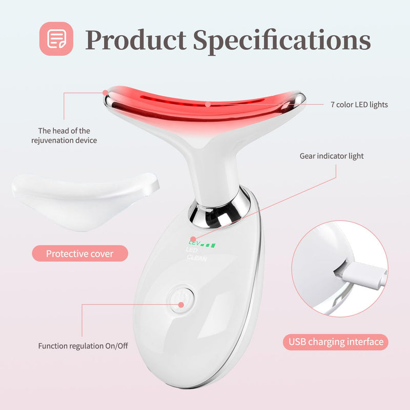 [Australia] - Red-Light-Therapy-for-Face and Neck, Face 𝖲 culpting Wand with 7 Color, Anti 𝖶rinkles Facial Massager for Face and Neck Tool for Skin Care (White) 