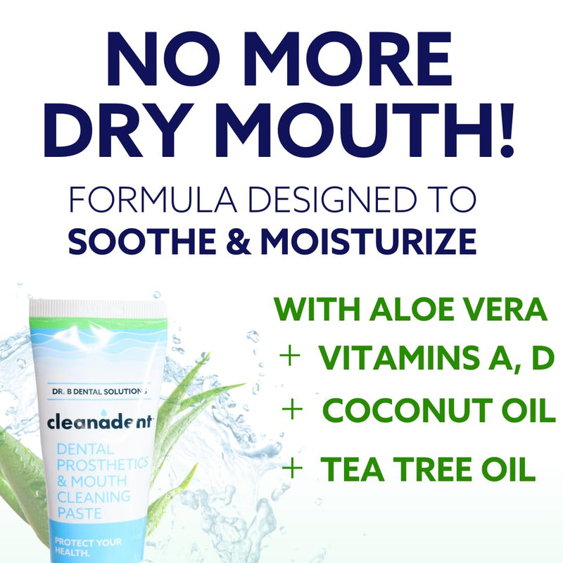 [Australia] - Dr. B Dental Solutions Cleanadent Denture and Gum Toothpaste, ADA Accepted All-Natural Denture Toothpaste for Adults - Removes Odors, Stains and Adhesives - 4 oz 4 Fl Oz (Pack of 1) 