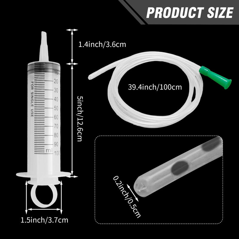 [Australia] - 5 pcs 100ml Large Plastic Syringe with 5 pcs 39" Handy Plastic Tubing, Suitable for Science Experiments, Plant Watering, Pet Feeding 