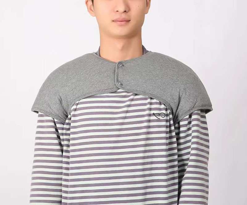 Men Thicken Shoulder Warmer, Pads Neck Shoulder Vest Cover Sleeveless Jacket Shoulder Warmers Wrap for Winter, Grey