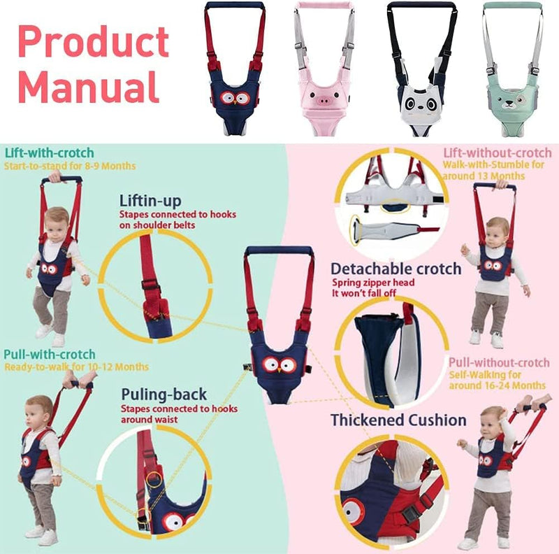 [Australia] - Baby Walking Harness, Handheld Kids Walker Helper, New Upgrade Breathable and Adjustable Toddler Infant Walker Harness Assistant Belt with Instructions for 7-24 Month (Seasonal Green Puppy) Seasonal Green Puppy 