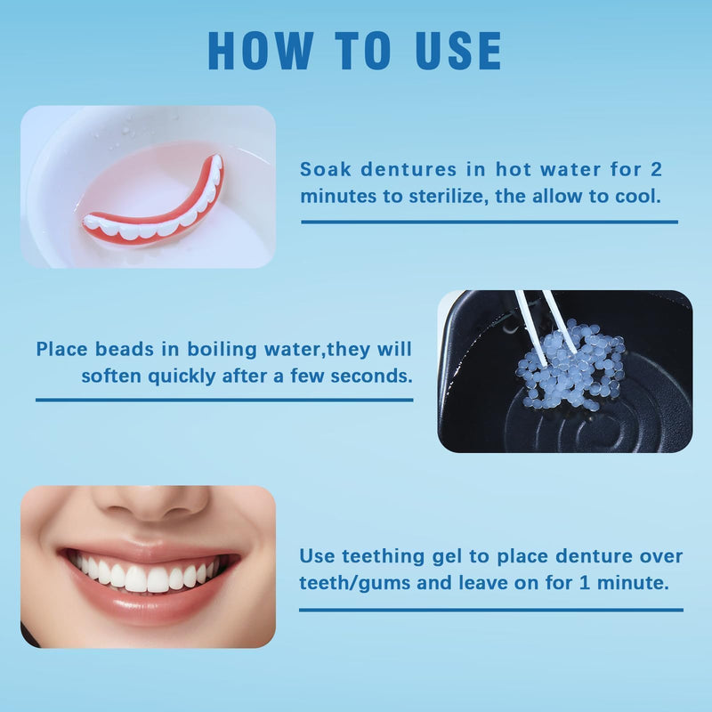 [Australia] - Moldable False Teeth - Silicone Dentures - Men and Veneers Teeth for Women - Upper and Lower Matching Set - Fix Your Smile at Within Minutes - Blue - 1PCS 