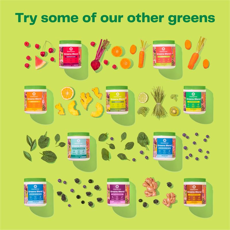 Amazing Grass Super Greens Powder Antioxidant Sweet Berry, 60 Servings | Organic Antioxidant Greens Powder with Spirulina, Beet Root, Elderberry, Prebiotics, Probiotics, Vitamin C & Vitamin K 14.8 Fl Oz (Pack of 1)