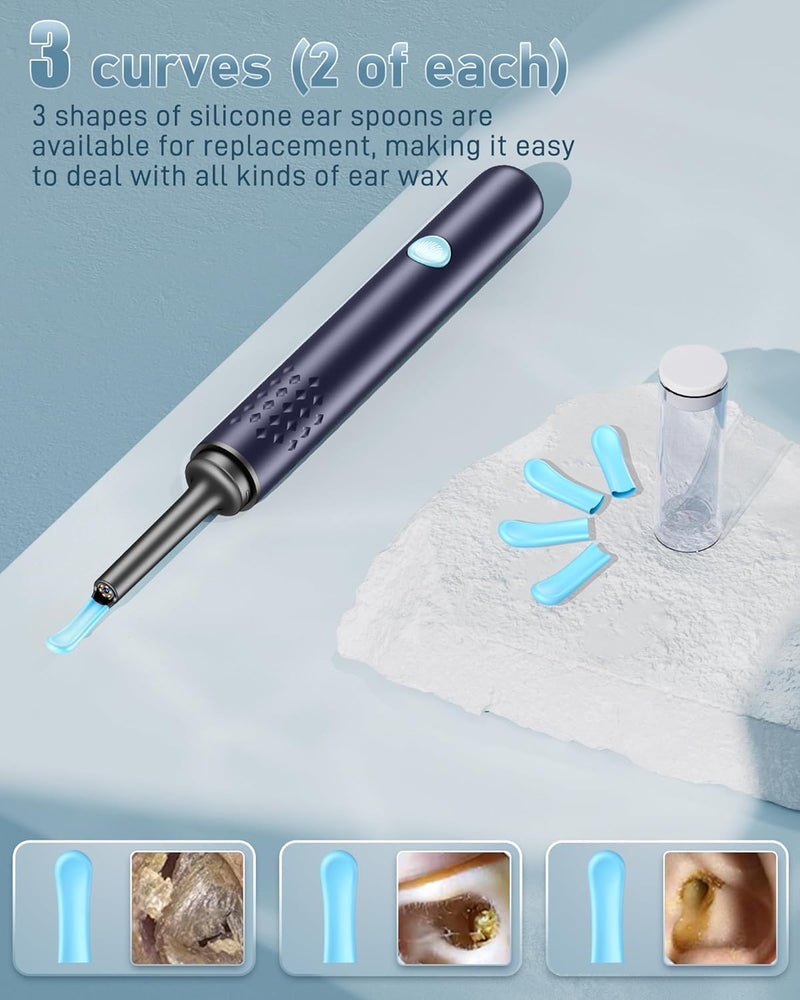 [Australia] - Ear Wax Removal Tool Camera - Ear Cleaner with Camera,1080P Otoscope, Ear Cleaning Tool with 4 Ear Spoon, Ear Camera for iPhone & Android Phones - Blue 