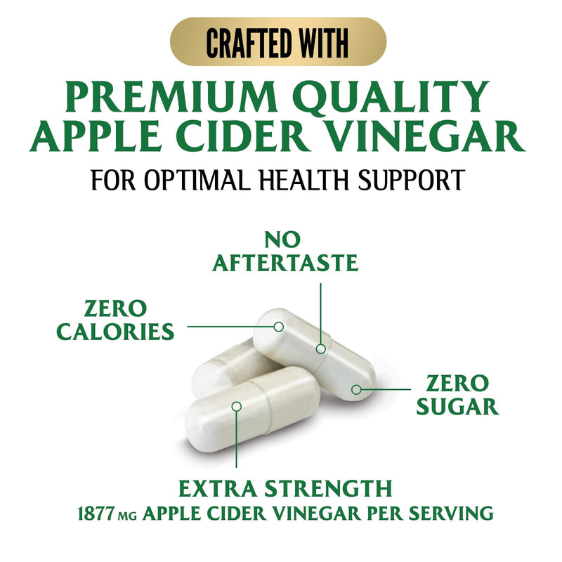 Apple Cider Vinegar 1877mg Per Serving - Vitamin D3, Zinc & Best ACV Supplement Pills Supporting Gut Health for Better Digestion, Immune System Support, Non-GMO Bottled in USA - 60 Capsules 60 Count (Pack of 1)