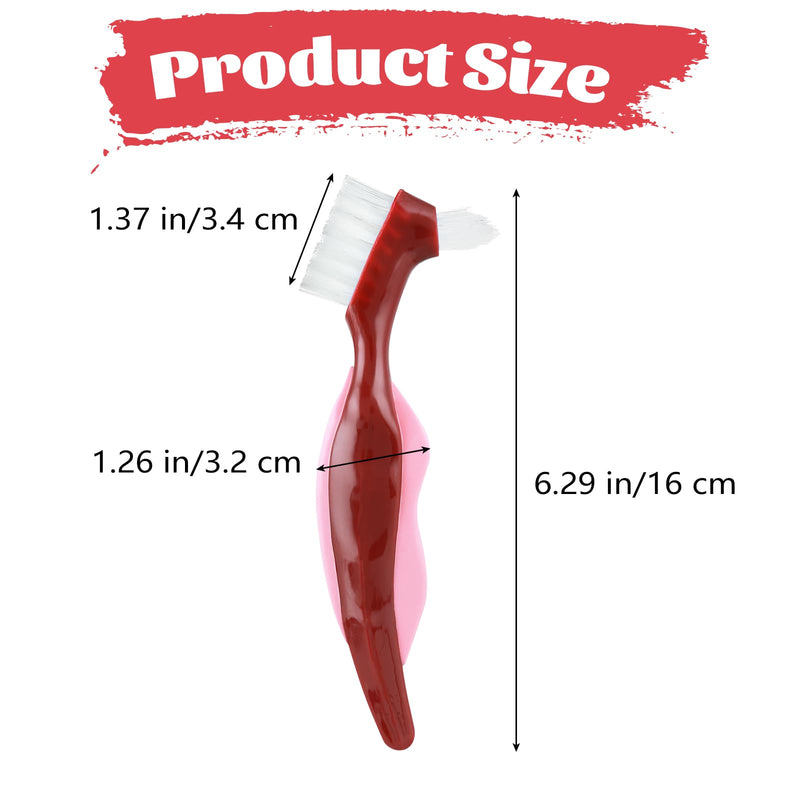 [Australia] - Qianyu 2 pieces hard denture brush, portable denture toothbrush set, double-sided denture brush, denture cleaning brush for dentures, rubber handle, ergonomic for denture care 