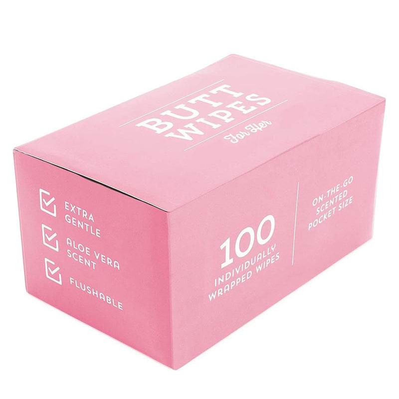 [Australia] - BLUE PANDA 100 Pack Wet Travel Butt Wipes, On-The-Go Flushable Wipes Individually Wrapped for Adults (Aloe Vera Scented), Pink 