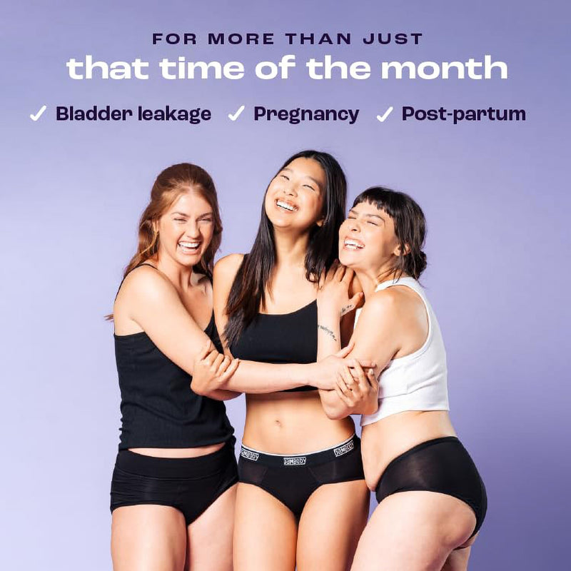 [Australia] - Bambody Absorbent Brief, Period Underwear for Women and Teens - Super Comfy, Protective - Soft, Breathable Large 3 Pack: Black 