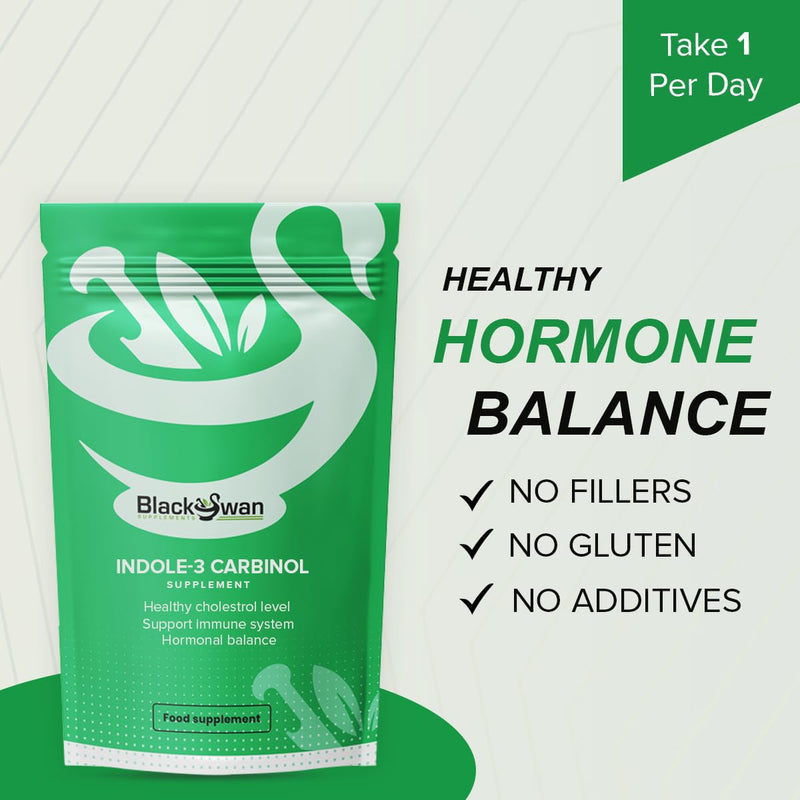 Black Swan Indole-3 Carbinol Capsules - 200mg Antioxidant Formula Hormonal Balance Immune System Detox Overall Wellbeing Natural Health Supplement - 120 Vegan Capsules 4 Month Supply 120 Caps