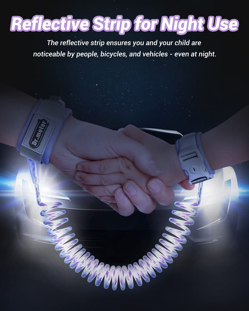 [Australia] - Dr.meter Kids Leash for Toddler, Reflective Anti Lost Wrist Link with Key & Lock, 8.2ft Safety Wristband Child Walking Harness for Supermarket Mall Airport Amusement Park Zoo Travel, Purple 