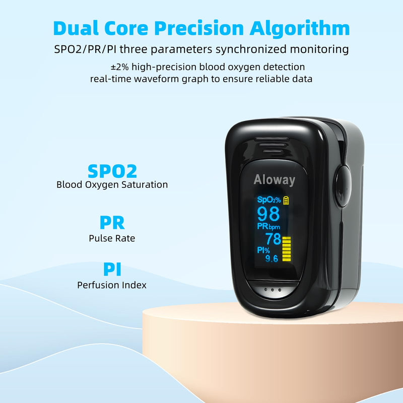[Australia] - Oxygen Meter Finger Pulse Oximeter, Pulse OX, Pulse Oximeter with Pulse Monitor, SpO2 Reading Home Outdoor Sports (Black) black 