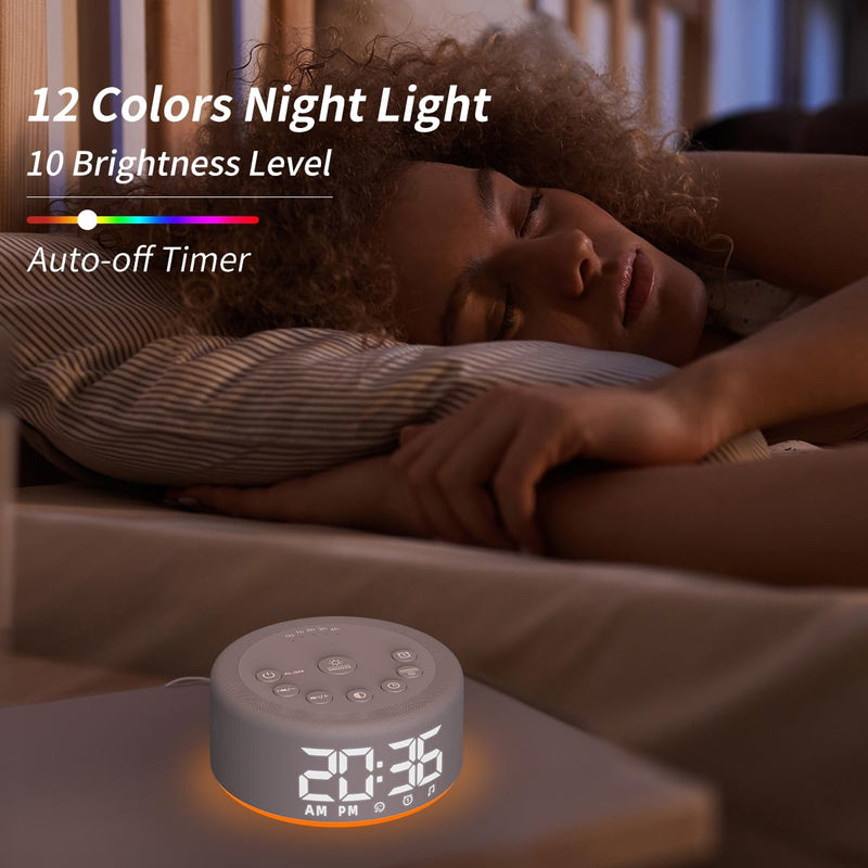 [Australia] - 【3 in 1】Sound Machine Alarm Clock Night Light White Noise Machine with 27 Sleeping Sounds for baby Kids Adults 32 Level Volume Auto Off Timer Memory Function Digital Clock with 30 Wake Up Sounds Gray 