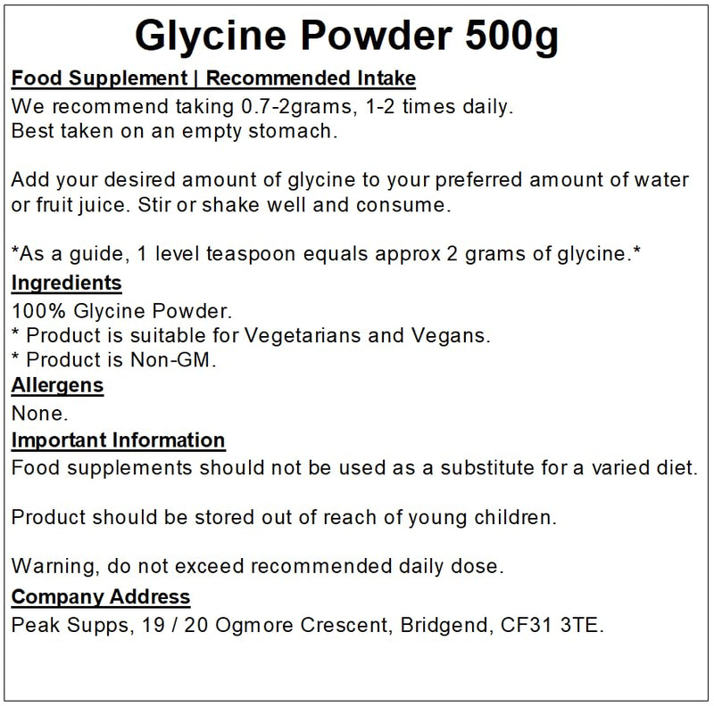 Glycine Powder | Pure L-Glycine | Vegan Friendly, GMO Free (500g) (Pack of 2) 500 g (Pack of 2)
