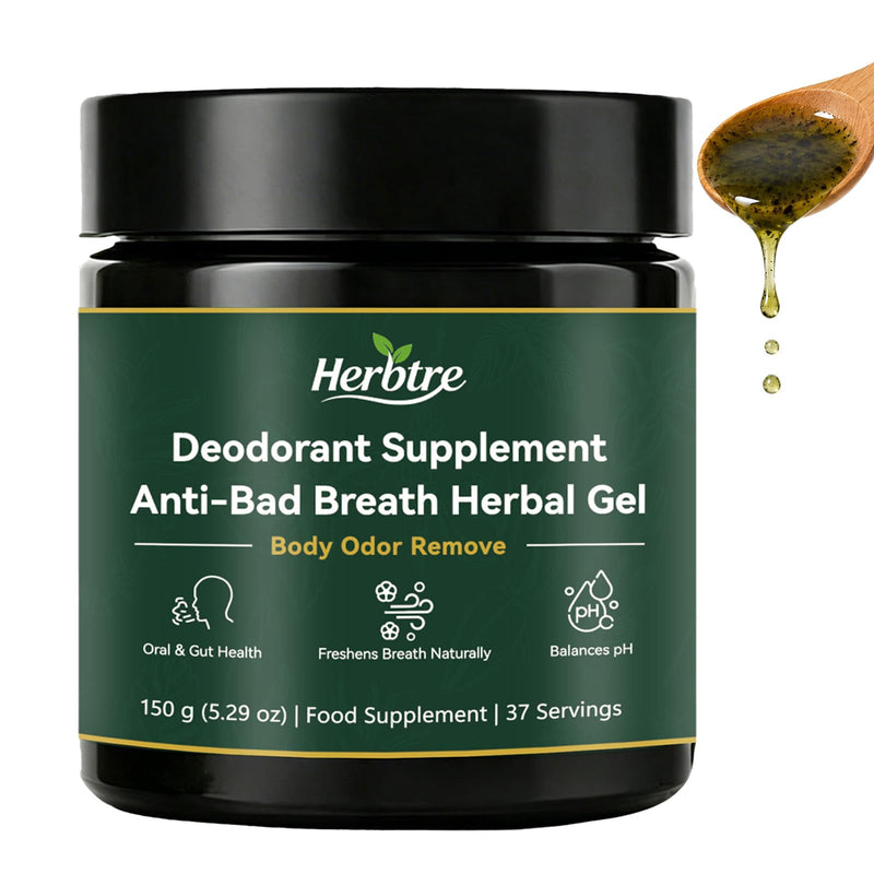 Anti-Bad Breath Herbal Gel Supplement - Body & Breath Odor Control from The Inside - Internal Deodorant, Natural Herbal Deodorant Gel with Parsley & Chlorophyll, Balances Oral & Gut Health