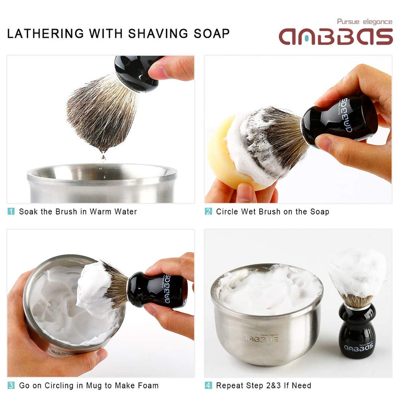 [Australia] - Shaving brush badger hair with black holder Anbbas high-quality wooden handle shaving foam brush perfect for men's shaving (black) 