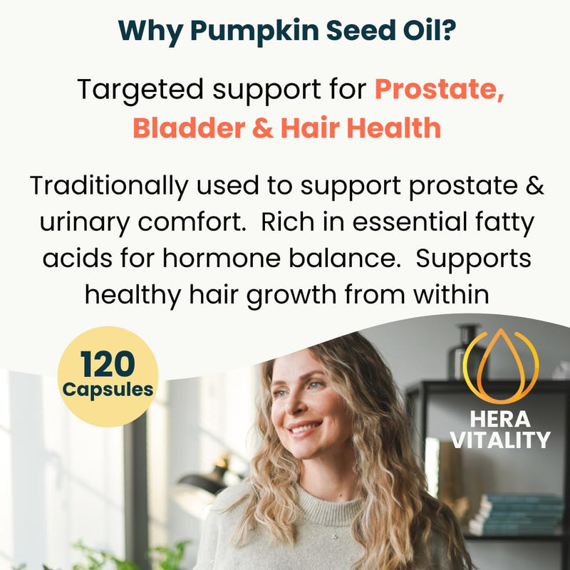 Pumpkin Seed Oil Capsules – 3000mg Daily Cold Pressed Pumpkin Seeds – Vegan Softgels for Prostate & Bladder Support – Omega 6 & 9-120 Capsules 120 count (Pack of 1) Pumpkin Seed Oil