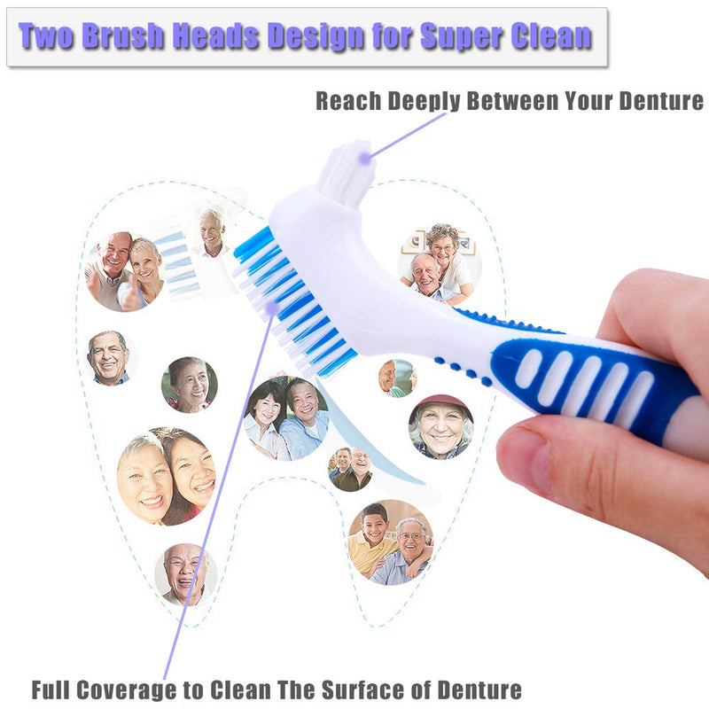 [Australia] - 4Pcs Denture Brushes with Carrying Case, Hard Double Sided Denture Cleaning Brush Heads for False Teeth Cleaning 4pcs With Case 