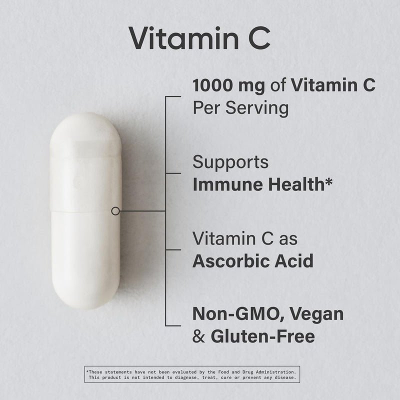 Sports Research® High Potency Vitamin C 1000mg, 240 Count Veggie Capsules | Antioxidant Activity & Immune Support | Ascorbic Acid Vitamin C | Non-GMO Verified & Gluten Free - 240 Servings Non-GMO Capsules