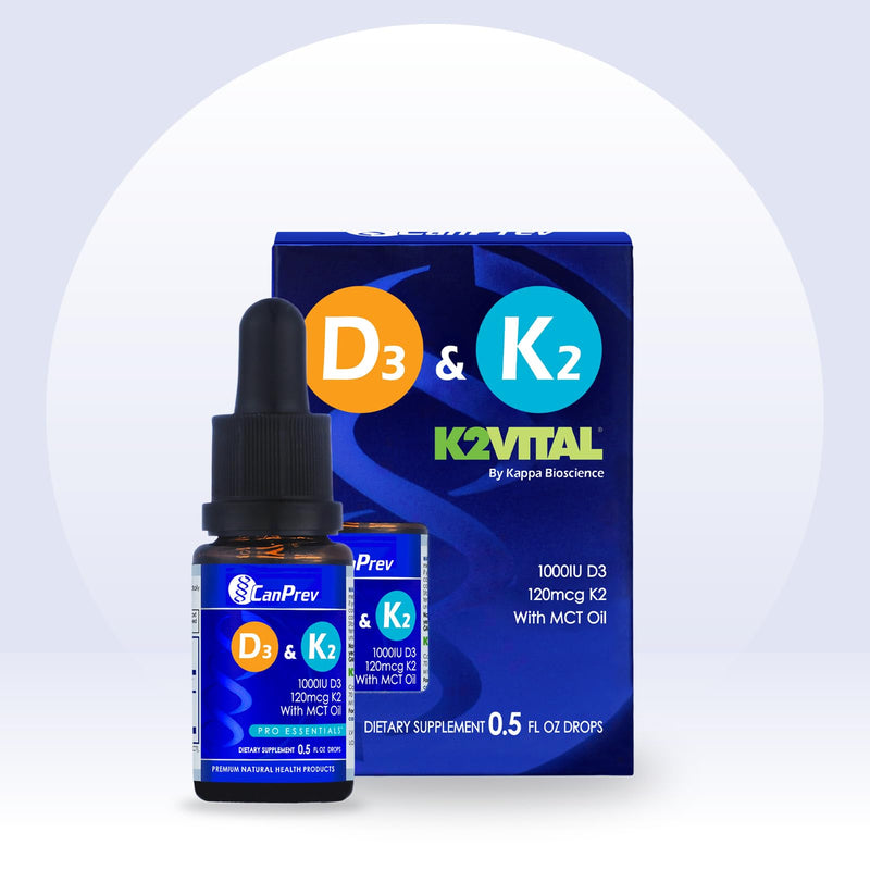 CanPrev Vitamin D3 K2 Liquid Drops, 1000 IU D3, 30mcg MK-7, 15ml | K2VITAL MK-7, MCT Oil Base, Supports Bones, Teeth and Immune Function, 450 Drops, No Pills, Unflavored, Gluten-Free