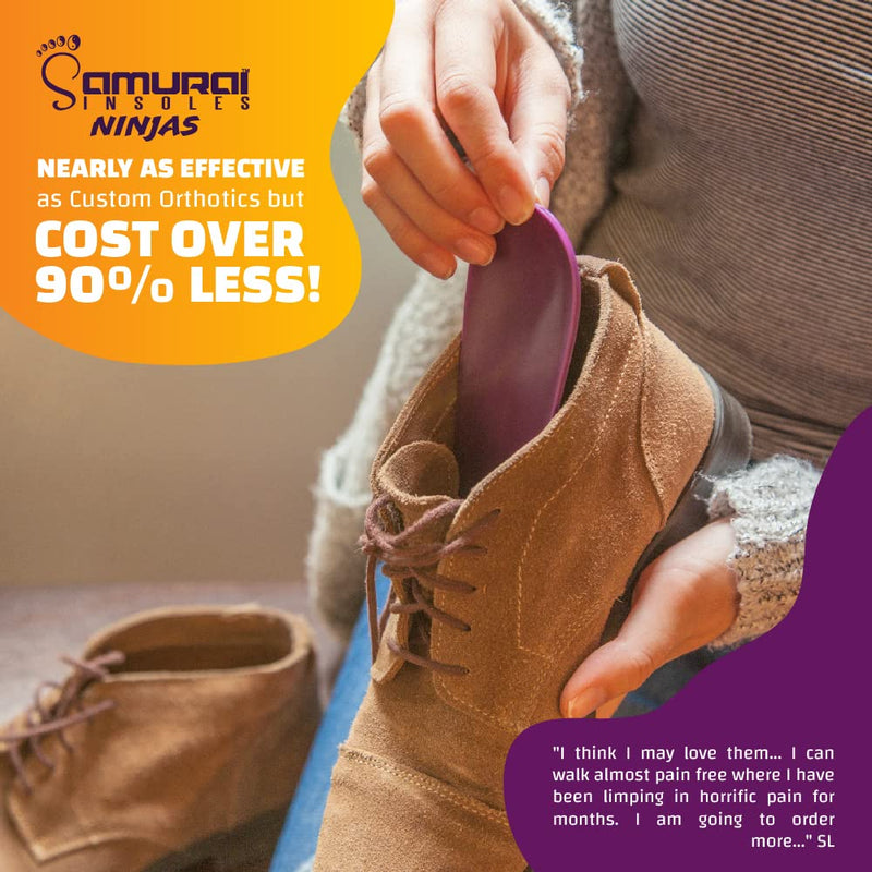 [Australia] - Samurai Insoles Ninjas Plantar Fasciitis Relief Arch Support Shoe Insoles - Podiatrist Designed, Orthotic Lab Made in The USA M6-6.5 or W8-8.5 