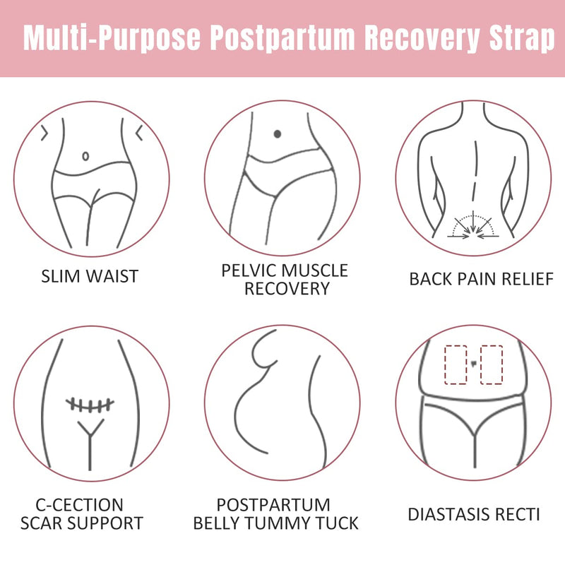 [Australia] - 3 In 1 Postpartum Belly Band Wrap - Abdominal Binder Post Surgery C Section Compression Girdle Belt X-Large Black 