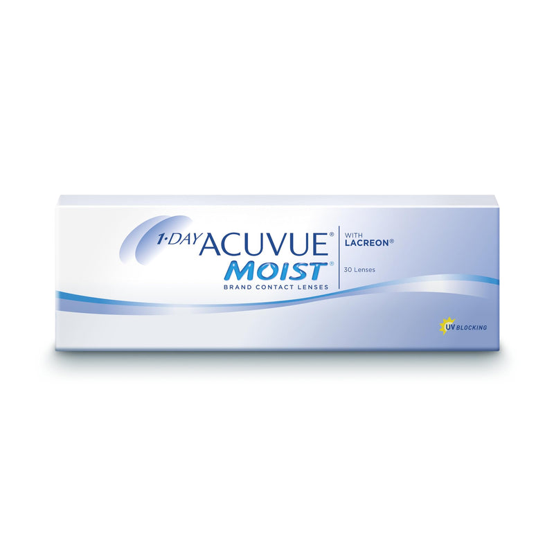[Australia] - ACUVUE MOIST 1-day daily lenses for sensitive eyes and allergy sufferers - daily contact lenses with -0.75 dpt and BC 8.5 - UV protection and comfortable to wear - 30 lenses 