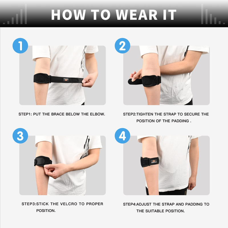 [Australia] - INDEEMAX 1 pack elbow bandage for men and women, compression bandage with EVA lining, adjustable elbow bandage for sports, tendonitis, arthritis, relieves the pain of tennis elbow, golfer's elbow, black 