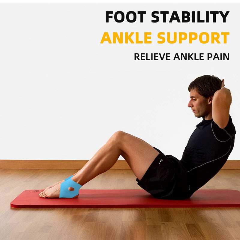 IEADEN Precut Kinesiology Tape, 20 Pcs - Ankle Support & Stability, Ankle Pain Relief - Waterproof & Elastic, Breathable Hypoallergenic Latex-Free Tape, Blue